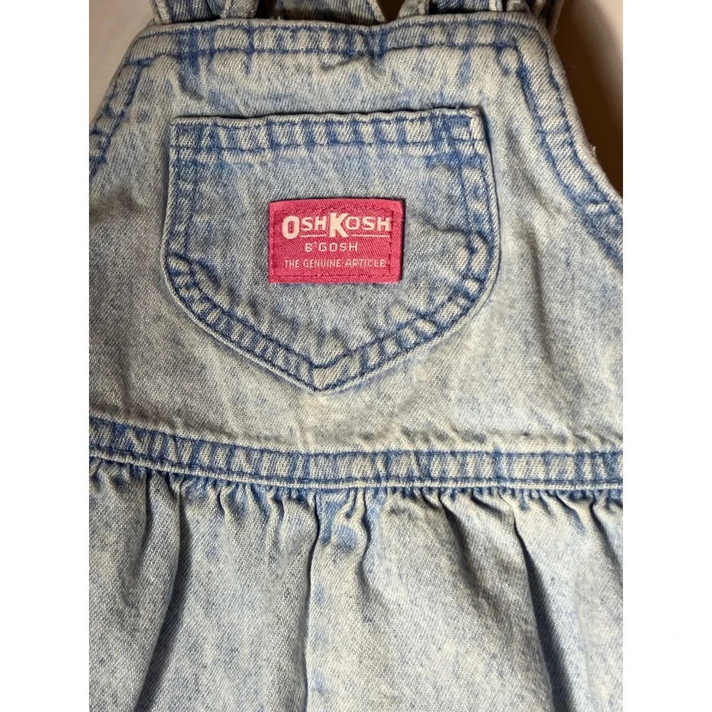 Vintage OshKosh Bgosh‎ Denim Overalls Light Wash Acid Pink Label Bubble Leg 3T